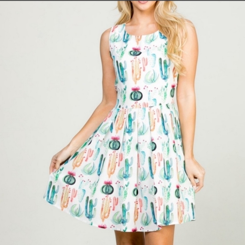 EUC Cactus Print Dress - Sz L
